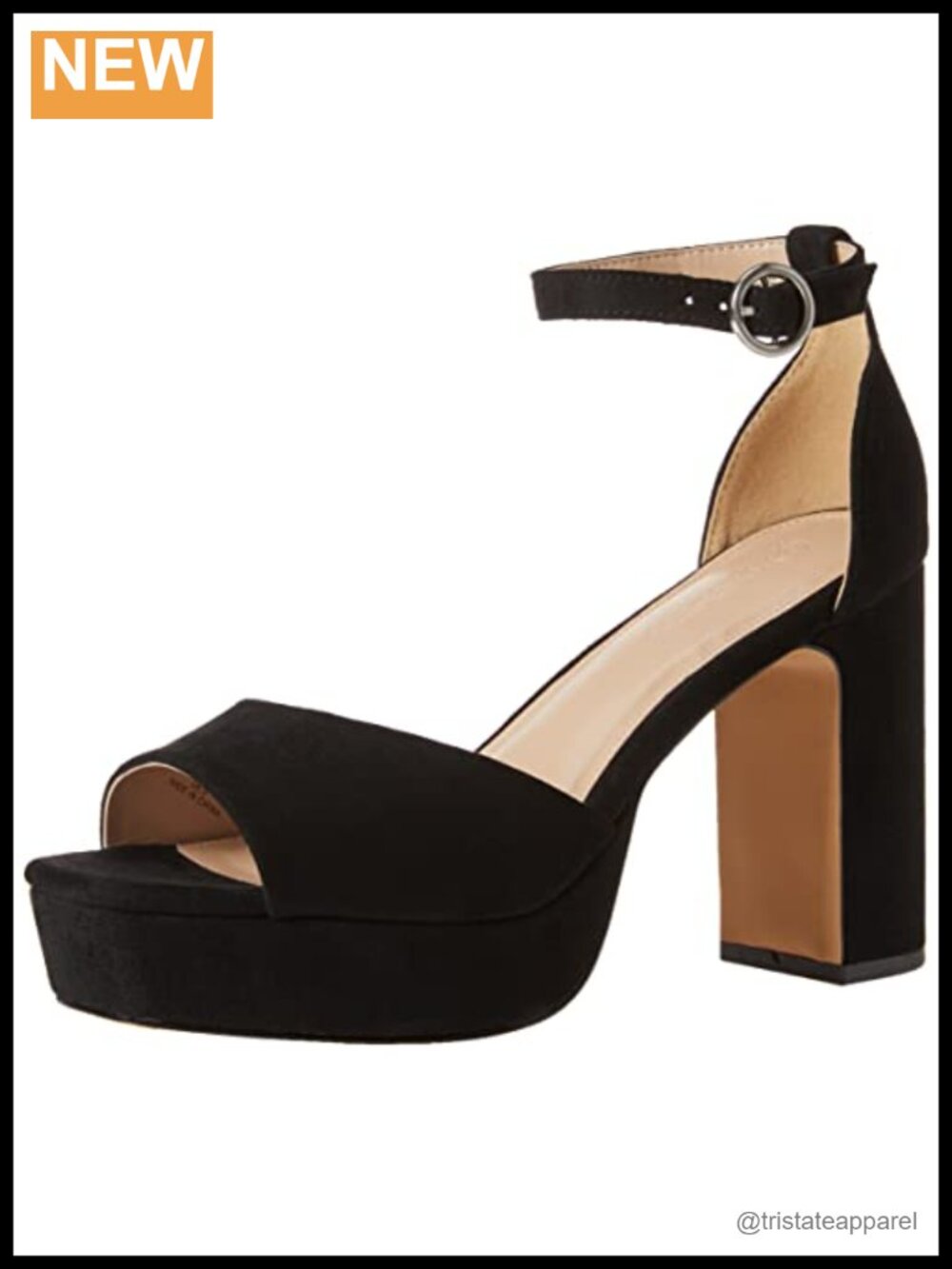 Platform Sandal 4 Inch Block Heel Micro Suede Padded Footbed Ankle Strap